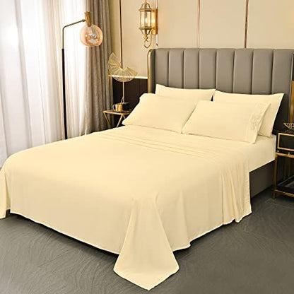  LONAVA King Size Sheets Set - 6 Piece Set Wrinkle Free Hotel Luxury Oeko-TEX Sheets And Pillowcases Set, Silky Soft Microfiber Bed Sheets, Breathable And Elastic, 16-Inch Deep Pockets, Gray