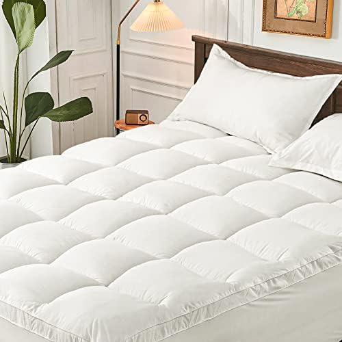  Ymula Mattress Topper Queen, Extra Thick Mattress Pad Pillow Top For Deep Sleep, Soft Mattress Protector Cover With 8"-21" Deep Pocket Overfilled 3D Snow Down Alternative Filling (White)