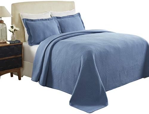  Cascade Cotton Jacquard Matelassé 3-Piece Bedspread Set