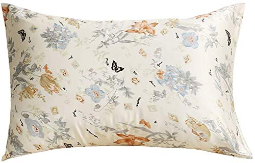  MEILIS 100% Mulberry Silk Pillow Cases Queen Size Hypoallergenic Printed Pillow Cover With Hidden Zipper