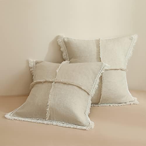 100% Linen Euro Shams With White Trim Inserted Edges 26x26 Inch Stone Washed Pillow Cover Set Of 2 Basic Style Cushion Covers,Rust