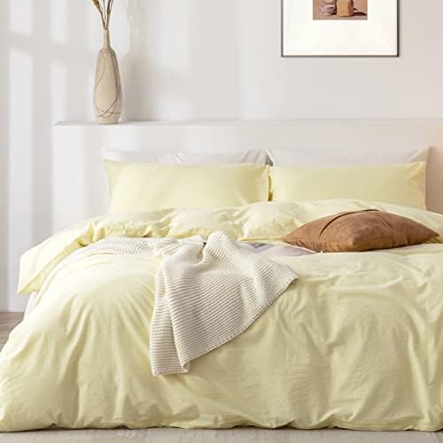  Queen Duvet Cover Set- 100% Washed Cotton 3 Pcs Soft Comfy Breathable Chic Linen Feel Bedding, 1 Duvet Cover And 2 Pillow Shams, Mauve Brown