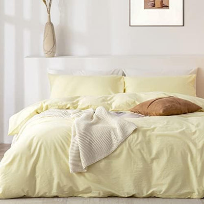  Queen Duvet Cover Set- 100% Washed Cotton 3 Pcs Soft Comfy Breathable Chic Linen Feel Bedding, 1 Duvet Cover And 2 Pillow Shams, Mauve Brown