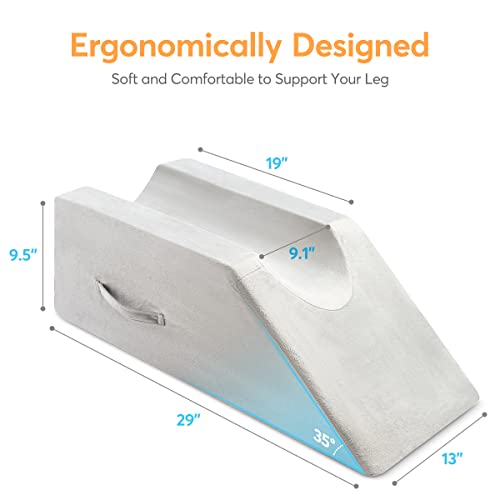  OasisSpace Leg Support And Elevation Pillow For Surgery, Swelling, Injury Or Rest - Memory Foam Leg Position Pillows For Knee, Ankle And Foot Injury Pain Relief - Improve Circulation - Washable Cover