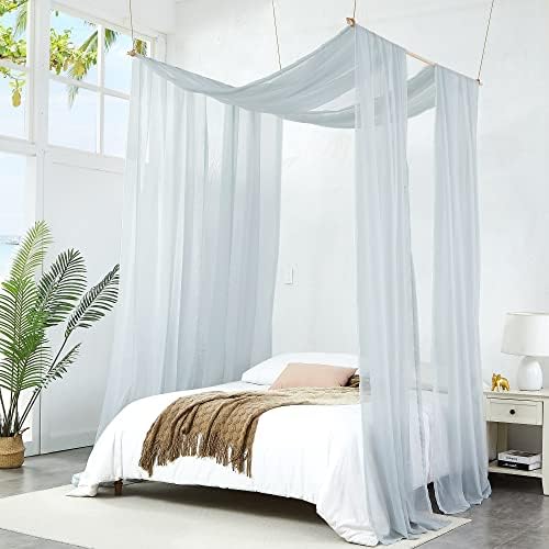  Set Of 2 White & White Canopy Bed Curtains In 55 X 104 Inch Size. 2 Twin Bed Canopy Curtains Can Be Turned Into Kids Bed Tent Or Bed Canopy For Girls. BE White & White 104"