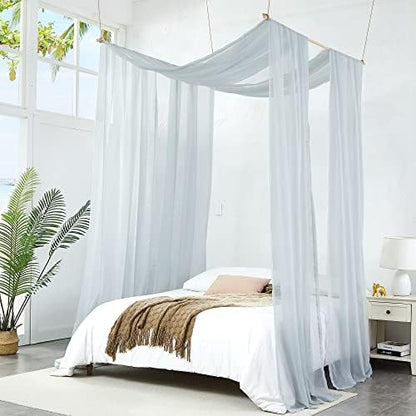  Set Of 2 White & White Canopy Bed Curtains In 55 X 104 Inch Size. 2 Twin Bed Canopy Curtains Can Be Turned Into Kids Bed Tent Or Bed Canopy For Girls. BE White & White 104"