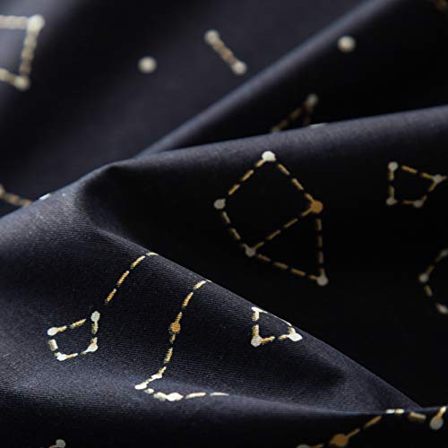  SUSYBAO Constellation Patterned Duvet Cover Queen 100% Cotton Navy Duvet Cover Set 3 Pieces 1 Navy Blue Galaxy Space Duvet Cover With Zipper Ties 2 Pillow Cases Luxury Soft Constellation Bedding Set