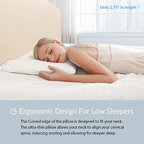  AM AEROMAX 2.75 Inches King Size Hyper Slim Memory Foam Pillow For Stomach And Back Sleepers - Thin, Flat Design For Cervical Neck Alignment And Deeper Sleep.