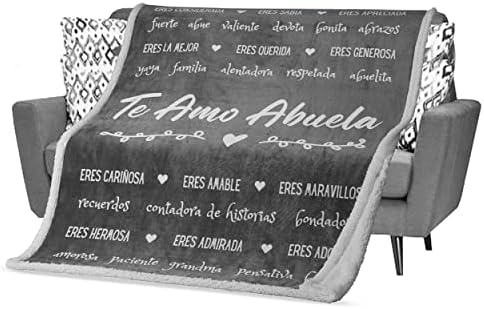  Mothers Day Gifts For Abuela In Spanish, Abuela Blanket, Feliz Dia De Las Madres, Regalos Para Abuela En Español For Birthday/Cumpleaños From Los Nietos, 60x50 Inches (Purple, Fleece)