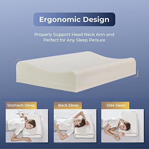  Enther Cervical Memory Foam Pillow For Sleeping, Adjustable Side Sleeper Pillow For Neck Support Shoulder Pain Relief, Orthopedic Contour Firm Pillow With Washable Cover