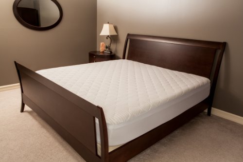  Newpoint Home 854175001108.00 Deluxe 250-Thread-Count Cotton Damask Stripe Twin XL Mattress Pad, White