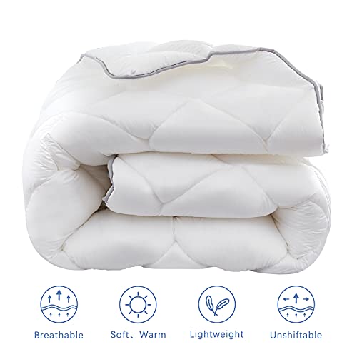  Lipo Comforter Duvet Insert King - All Season Comforters King Size - Quilted Down Alternative Comforter Reversible Duvet Insert With Corner Tabs (White,King,90x102 Inches)