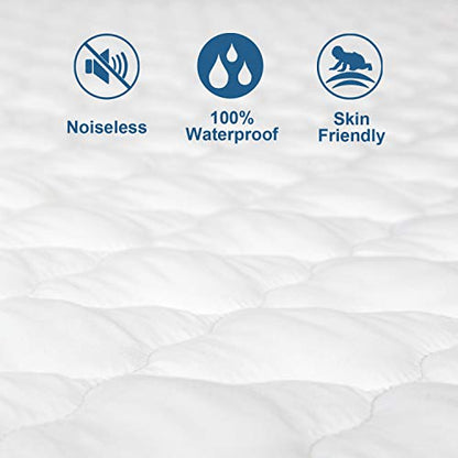  Full Size Mattress Protector Waterproof, Breathable & Noiseless Full Mattress Pad Cover Quilted Fitted With Deep Pocket Strethes Up To 14" Depth (54"x 75")