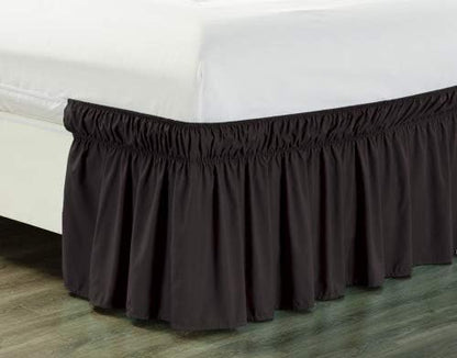  Wrap Around 18" Inch Fall White Ruffled Elastic Solid Bed Skirt Fits All Twin And Full Size Bedding High Thread Count Microfiber Dust Ruffle, Silky Soft & Wrinkle Free.