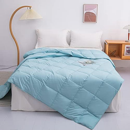  Confibona Lightweight 90% White Down Comforter/Blanket,Cooling Duvet Insert For Summer/Warm Weather,Soft Noiseless Shell,Machine Washable, Twin/Twin XL Size,Light Brown