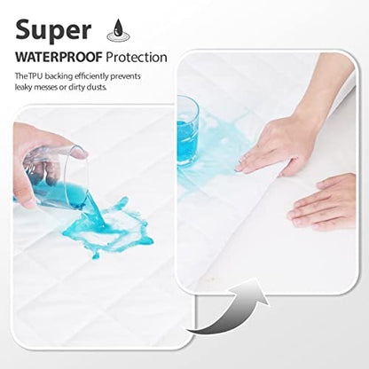  2 Pack Twin XL Size Quilted Fitted Mattress Pad, Waterproof Breathable Soft Mattress Protector, Deep Pocket Fitted Style Bed Cover, Vinyl-Free