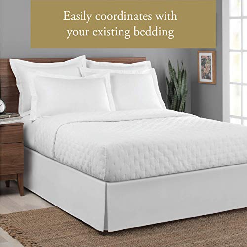 Lux Ux Hotel Microfiber Tailored Style Bed Skirt With Classic 14 Inch Drop Length, Queen, White