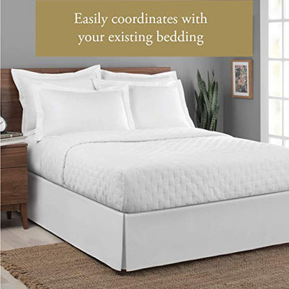 Lux Ux Hotel Microfiber Tailored Style Bed Skirt With Classic 14 Inch Drop Length, Queen, White