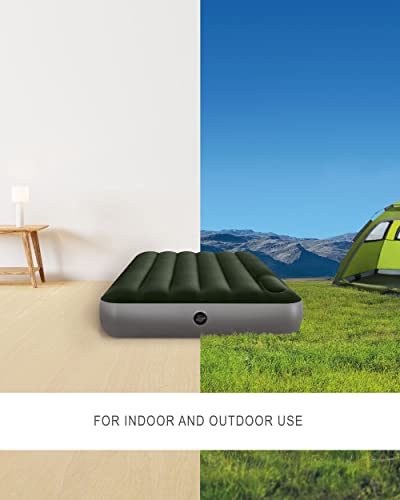 Intex NTEX 64761E Dura-Beam Standard Downy Air Mattress: Fiber-Tech – Twin Size – Built-in Foot Pump – 10in Bed Height – 300lb Weight Capacity
