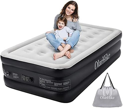  Inflatable Queen Air Mattress With Built In Pump,18"Elevated Durable Air Mattresses For Camping,Home&Guests,Fast&Easy Inflation/Deflation Airbed,Black Double Blow Up Bed,Travel Cushion,Indoor