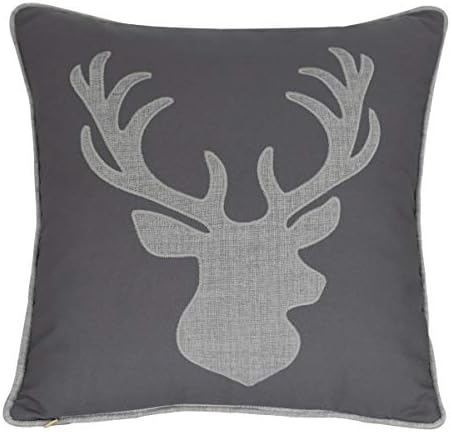  Millianess Animal Cotton Throw Pillow Covers Deer Head Embroidered 18x18 Inches For Couch Cushions Covers (White) …