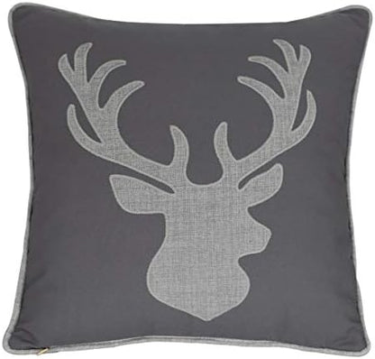  Millianess Animal Cotton Throw Pillow Covers Deer Head Embroidered 18x18 Inches For Couch Cushions Covers (White) …