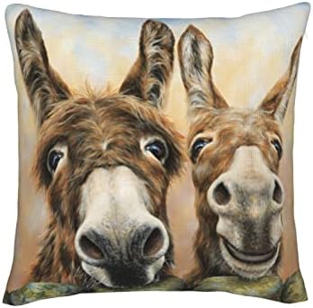  FLYSWALLOW Funny Mordern Throw Pillow Case, Accept Square Pillow Cover, 18"X18",Throw Cushion Covers For Couch Chair Bedroom Farmhouse Sofa(Donkey)