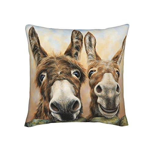  FLYSWALLOW Funny Mordern Throw Pillow Case, Accept Square Pillow Cover, 18"X18",Throw Cushion Covers For Couch Chair Bedroom Farmhouse Sofa(Donkey)