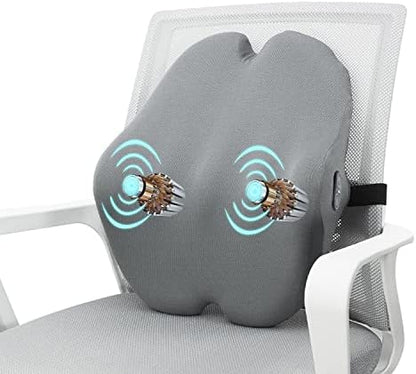  Foamula Vibrating Lumbar Support Pillow, Back Support Pillow With Vibrating Motors For Back Pain Relief, Ergonomic Design With Adjustable Strap For Home Office Chair, Gaming Chair, Car Seat, Plane