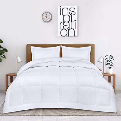  Queen Comforter Set With 2 Pillow Shams - Bedding Comforter Sets - Down Alternative White Comforter - Soft And Comfortable - Machine Washable