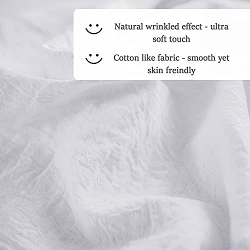  Rustic Ruffle Skirt Bedspread, Hand Made 30" Long Ruffle Skirt Coverlet, Natural Wrinkle Style For Kid, Baby （3 Pcs Set, Queen, White）