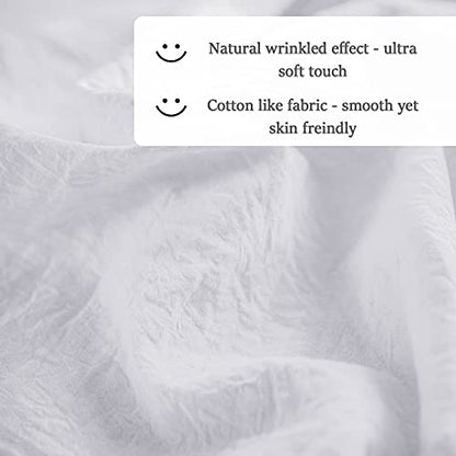  Rustic Ruffle Skirt Bedspread, Hand Made 30" Long Ruffle Skirt Coverlet, Natural Wrinkle Style For Kid, Baby （3 Pcs Set, Queen, White）