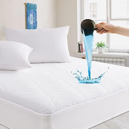  100% Waterproof Mattress Protector, Full Breathable & Soft Mattress Cover, Fitted Bed Protector Stretch Up To 21", Deep Pocket Design Bed Protector