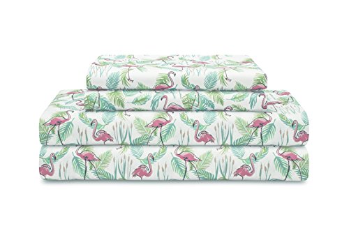  Elite Home Products Soft Microfiber Coastal Printed/Embroidered Sheet Set