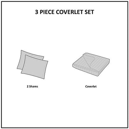  Urban Habitat Caden 3 Piece 100% Cotton Coverlet Double Sided Quilting Geometric Design, Matching Shams, Summer Blanket, Hypoallergenic All Season Bedding-Set, Full/Queen, Blush (UH13-2247)