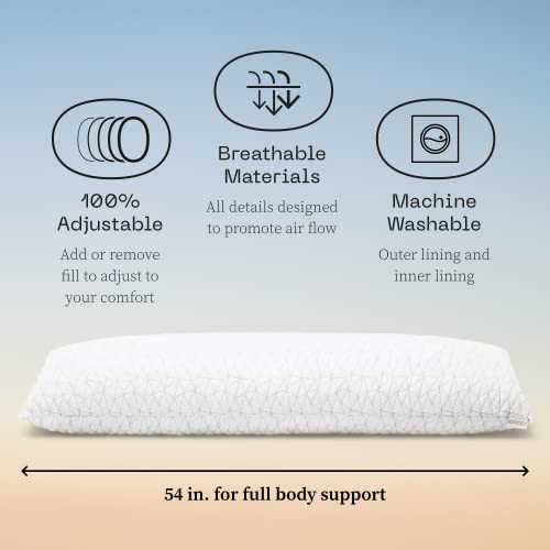  Adjustable Full Body Pillows For Sleeping, Soft Zippered Washable Body Pillow Cover - Neck & Knee Full Support For Side Sleepers, Long Body Pillow For Pregnancy, 20x54 Body Pillow