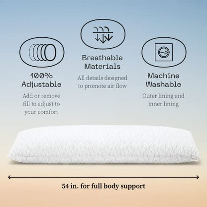  Adjustable Full Body Pillows For Sleeping, Soft Zippered Washable Body Pillow Cover - Neck & Knee Full Support For Side Sleepers, Long Body Pillow For Pregnancy, 20x54 Body Pillow
