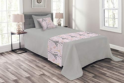  Ambesonne Navy Bed Runner Set, Under The Sea Atlantic Ocean Inspired Tangled Boat Ship Marine Image Print, Decorative Bedding Scarf And 2 Pillow Shams For Hotels Homes, King, Navy Blue