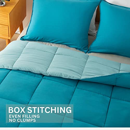  Bedding-Comforter-Set-Duvet-Insert, Soft, Lightweight,Breathable, Blue/Teal, All Season King