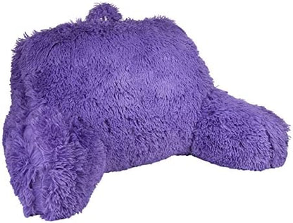  Shaggy Bed Rest Back Support Pillow For Adults And Kids, Lumbar And Arm Support On Bed, Chair, Couch, Sofa And Floor - Large Reading Pillow, 30" X 21", Cool Gray