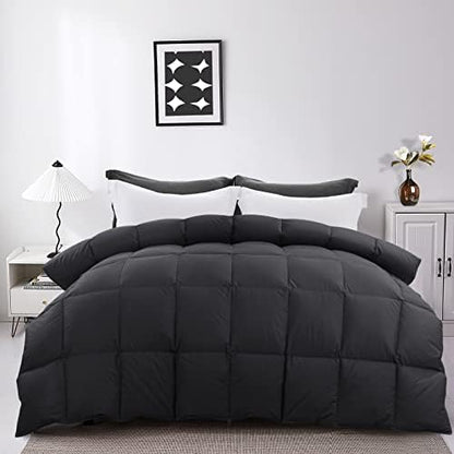  Feather And Down Comforter, Oversized King Comforter 120 X 120, White Extra Large Duvet Insert For All Season, 100% Cotton Cover Down Proof With Corner Tabs