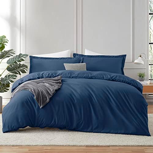  Hearth & Harbor White Duvet Cover Queen Size - 3 Piece Queen Duvet Cover Set, Soft Double Brushed Queen Size Duvet Covers With Button Closure, 1 Duvet Cover 90x90 Inches And 2 Pillow Shams