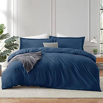  Hearth & Harbor White Duvet Cover Queen Size - 3 Piece Queen Duvet Cover Set, Soft Double Brushed Queen Size Duvet Covers With Button Closure, 1 Duvet Cover 90x90 Inches And 2 Pillow Shams