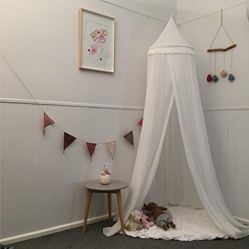 And Zoey Soft White Hanging Bed Canopy For Girls Bed Or Boys – Hideaway Tent For Kids Rooms With Tassels. Nursery Decoration – Slightly Sheer Drapes – For Child, Play Or Reading Nook