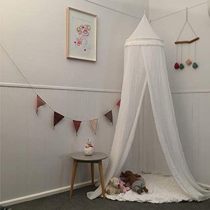  And Zoey Soft White Hanging Bed Canopy For Girls Bed Or Boys – Hideaway Tent For Kids Rooms With Tassels. Nursery Decoration – Slightly Sheer Drapes – For Child, Play Or Reading Nook