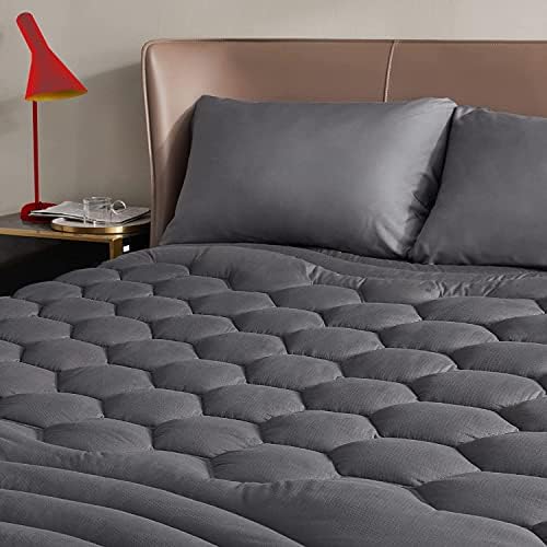  Twin XL Mattress Pad - Soft Cooling Mattress Cover For College Dorm, Extra Long Twin Quilted Fitted Mattress Protector With 8-21" Deep Pocket, Breathable Fluffy Pillow Top, White, 39x80 Inches