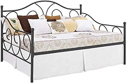  Pleated Daybed Skirts Twin Size Split Corners For Day Beds Three Side Coverage, Easy Fit, Made With Brushed Microfiber (Twin -14,White)