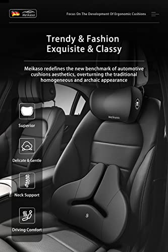 Meikaso Lumbar Support Pillow For Car And Headrest Neck Pillow Kit-Ergonomically Design Back Cushion For Car, Sciatica Pain Relief, Memory Foam Lumbar Pillow For Office Chair (17.7”x 15”x 3.8”)