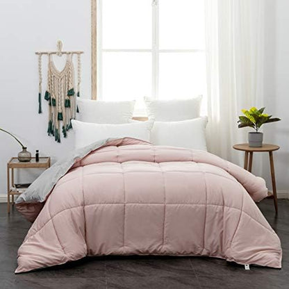  Comforter Twin Pink Ultra Warm Fluffy Down Duvet Lightweight Premium Brushed Microfiber 250GSM Soft And Comfortable