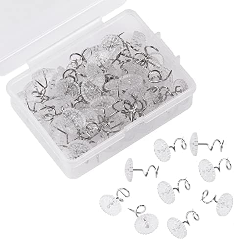  60PCS Upholstery Tacks - Bed Skirt Pins Or Holders Clear Head Upholstery Pins, Headliner Pins Twist Fabric Pins For Slipcovers And Bedskirts